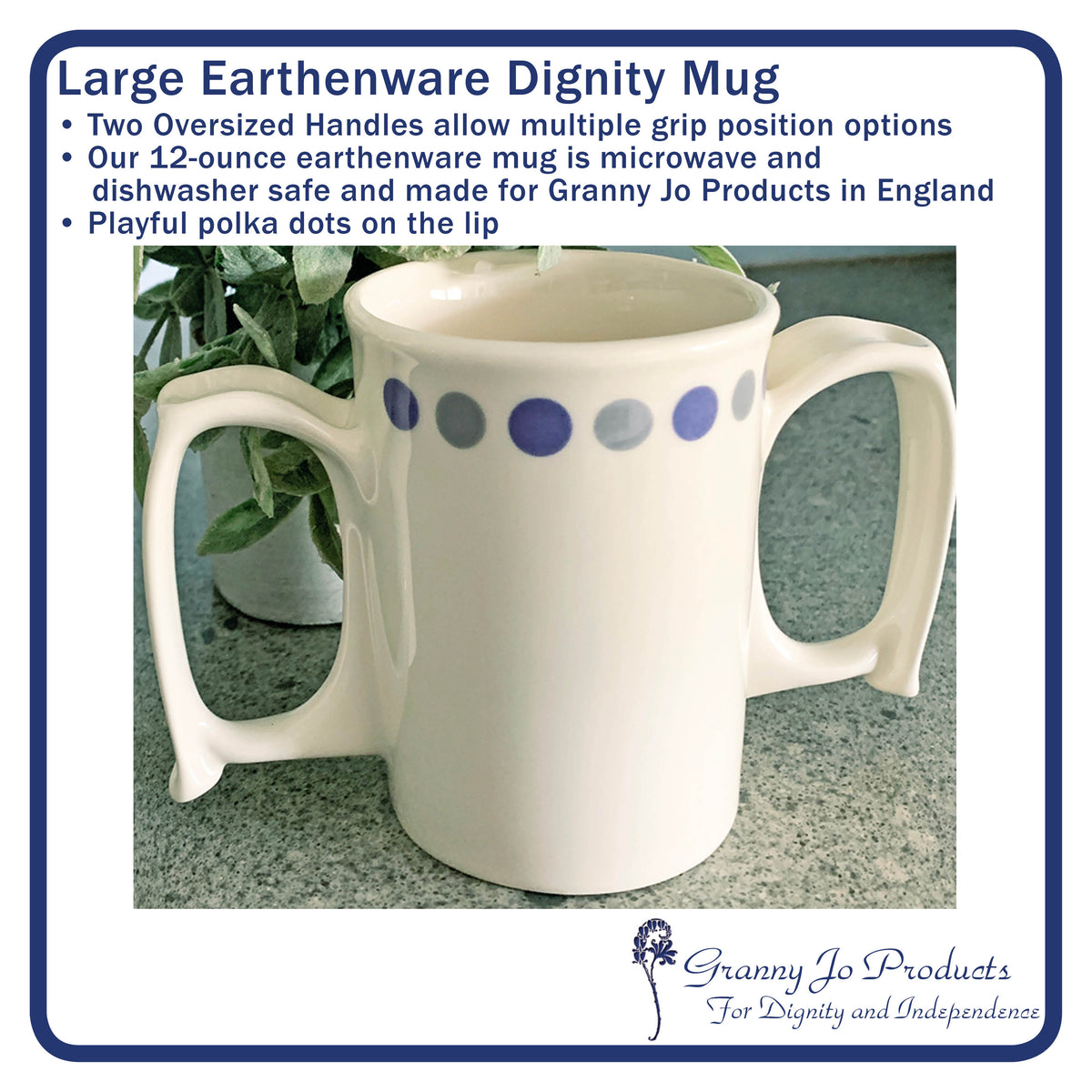 Granny Jo Dignity Mug :: two handle coffee cup provides increased