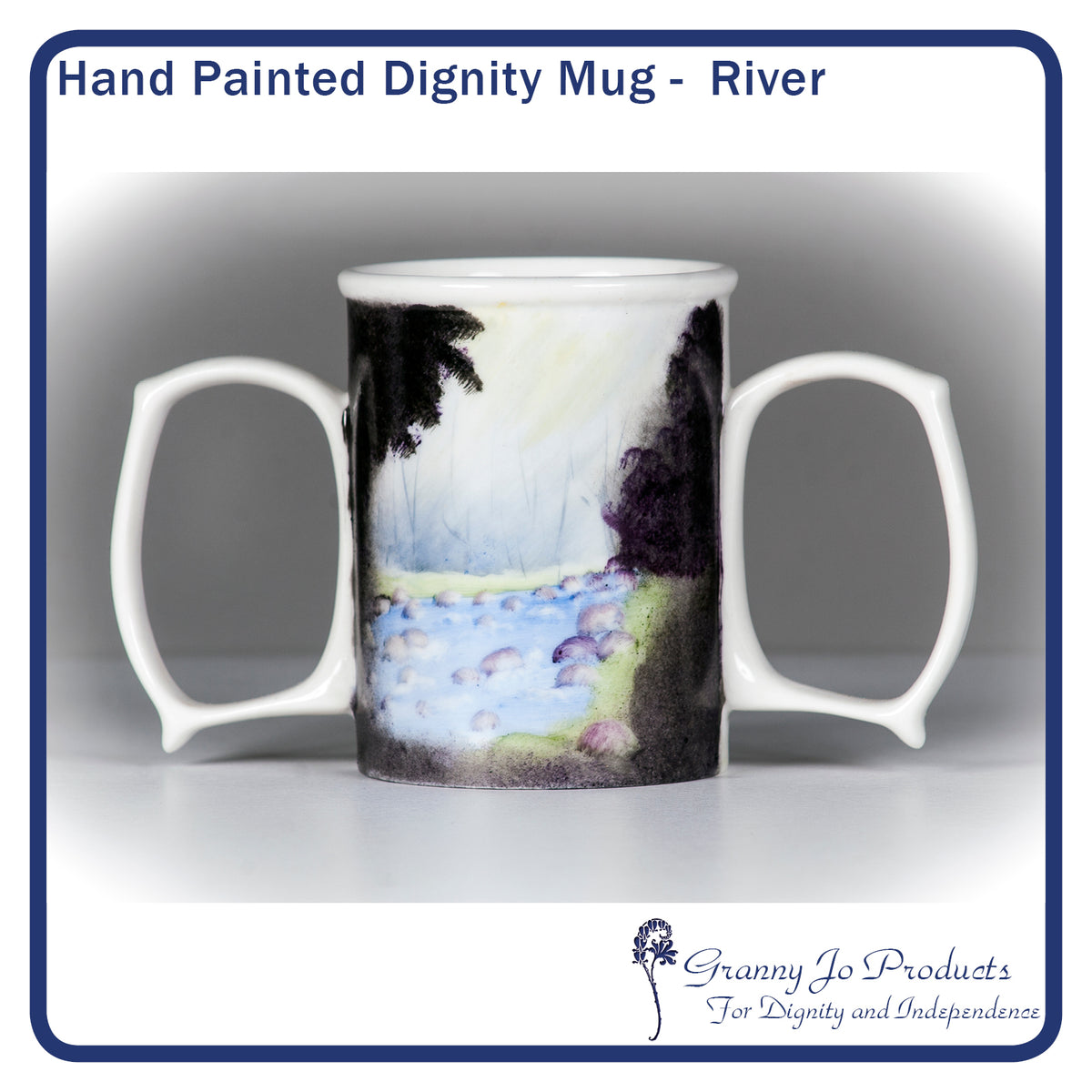 Granny Jo Dignity Mug :: two handle coffee cup provides increased stability  and control for users with limited hand strength, tremors.